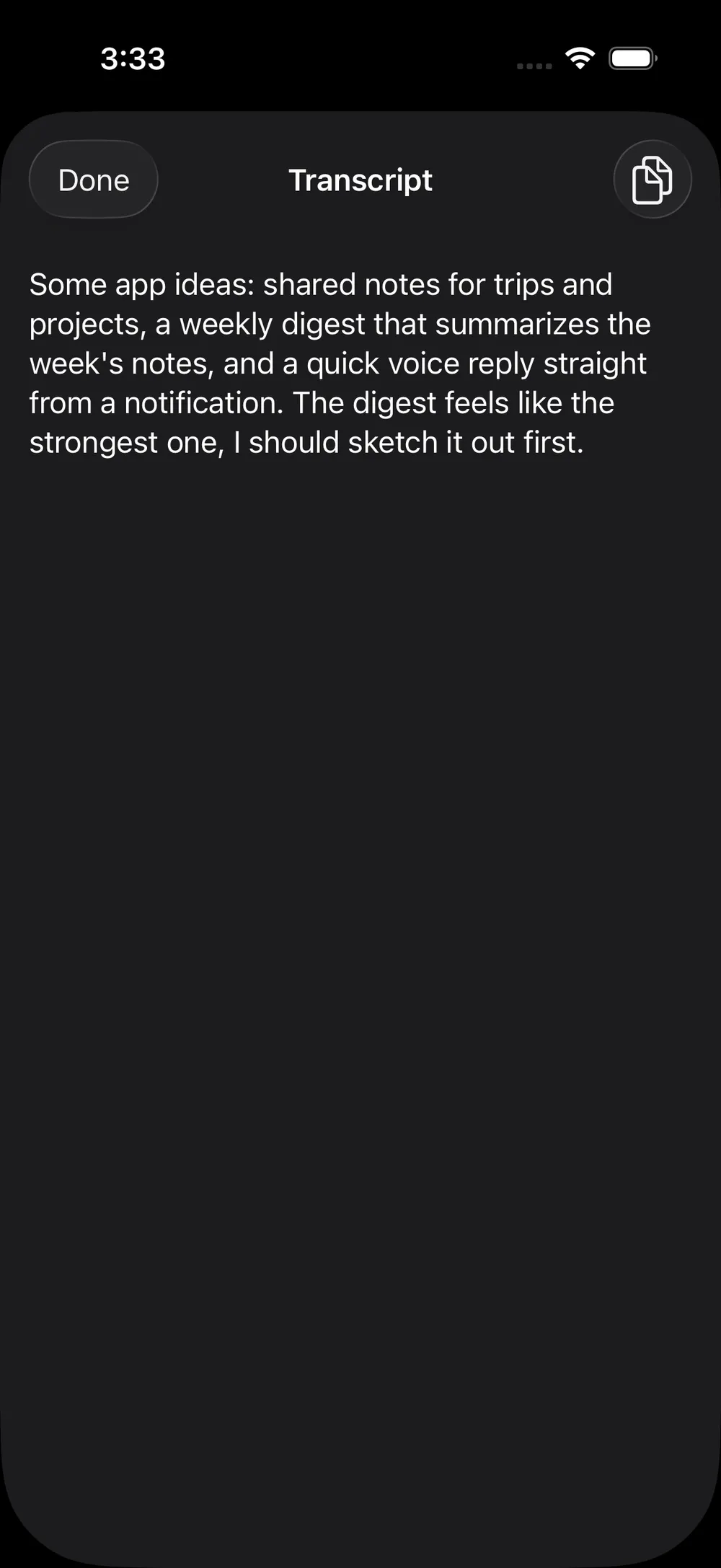 The raw transcript of a recording in Hammock