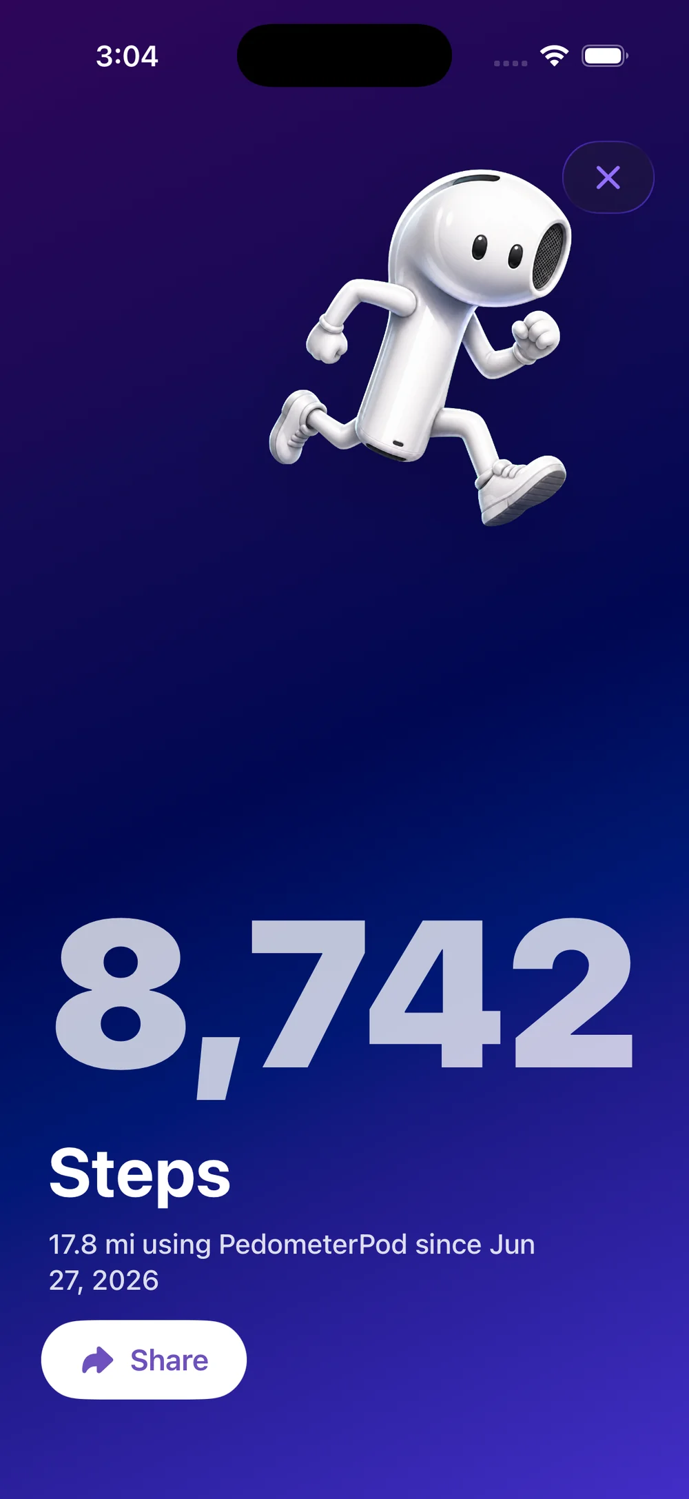 PedometerPod shareable step card